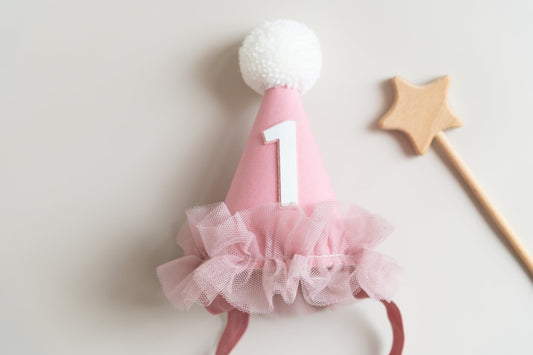 First birthday outfit - Dusky rose dress and hat set