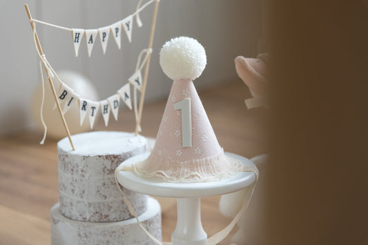 Cream and light pink delicate daisy 1st birthday hat