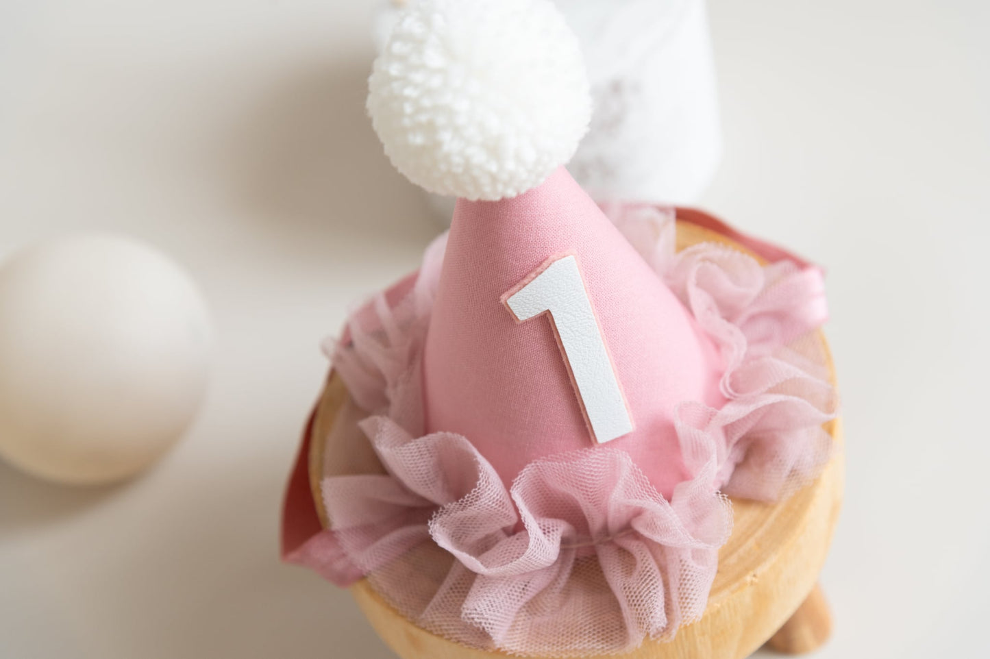 Dusky rose first birthday hat