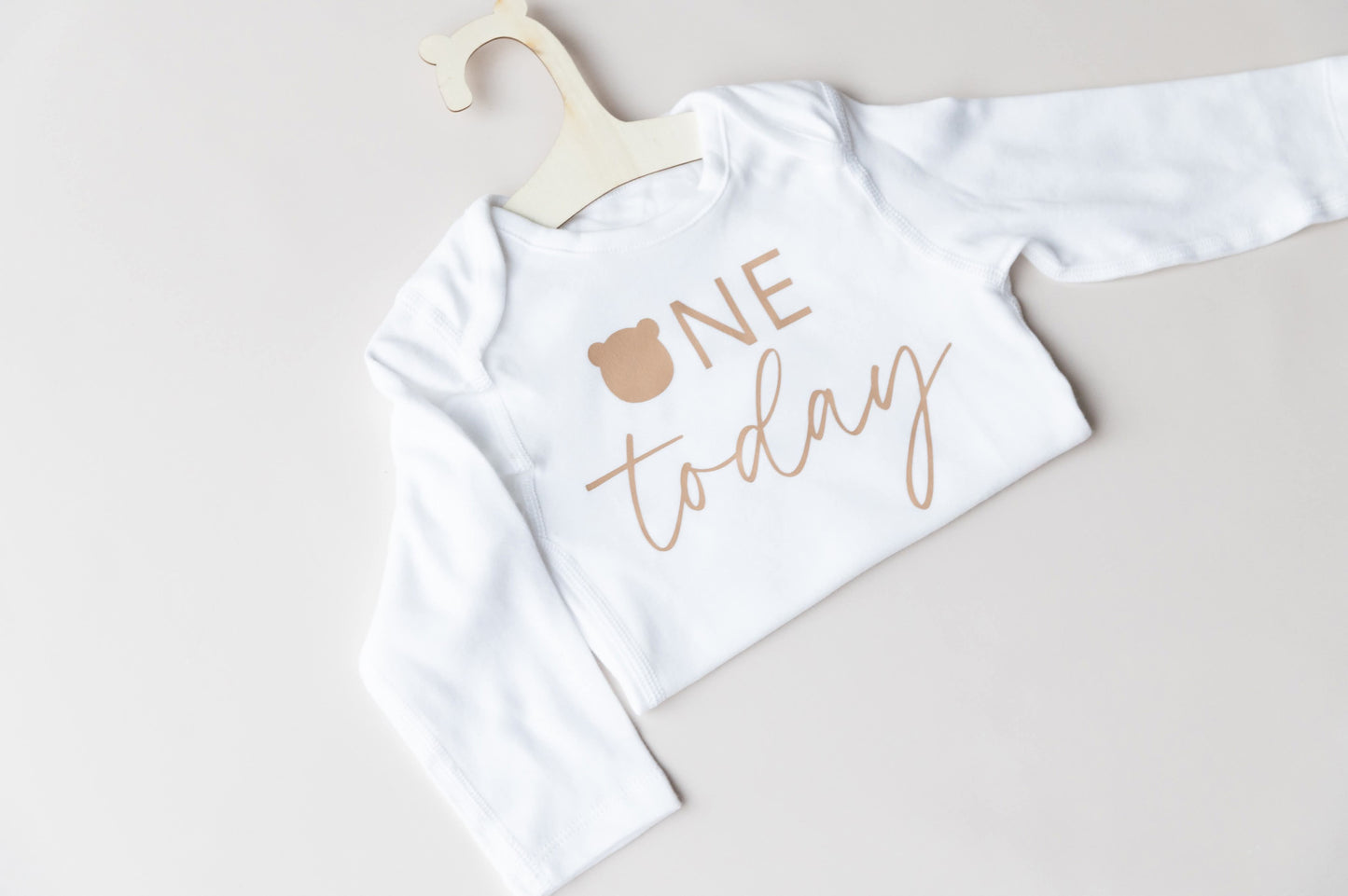 Baby blue and beige teddy bear themed cake smash outfit