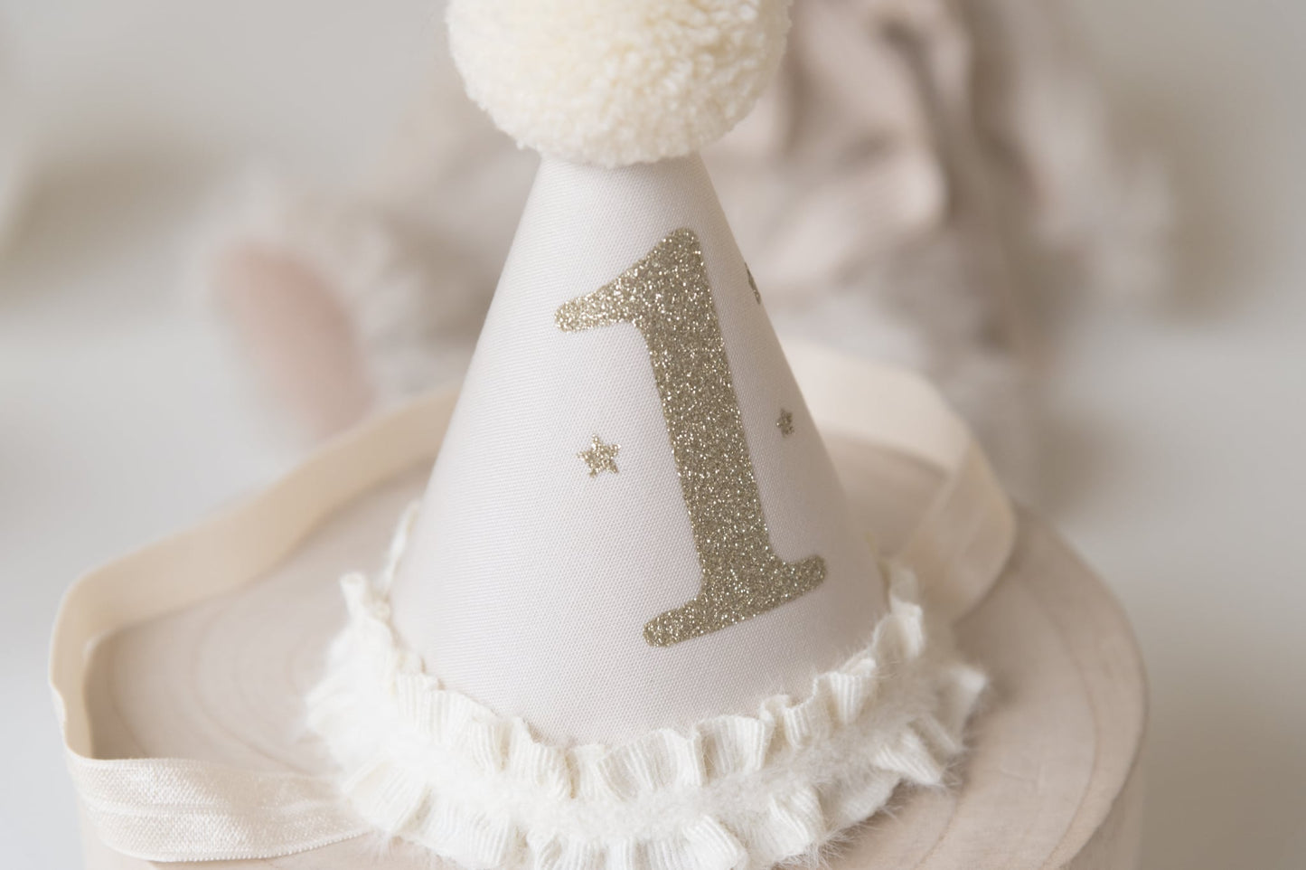 First birthday hat Ivory/Gold