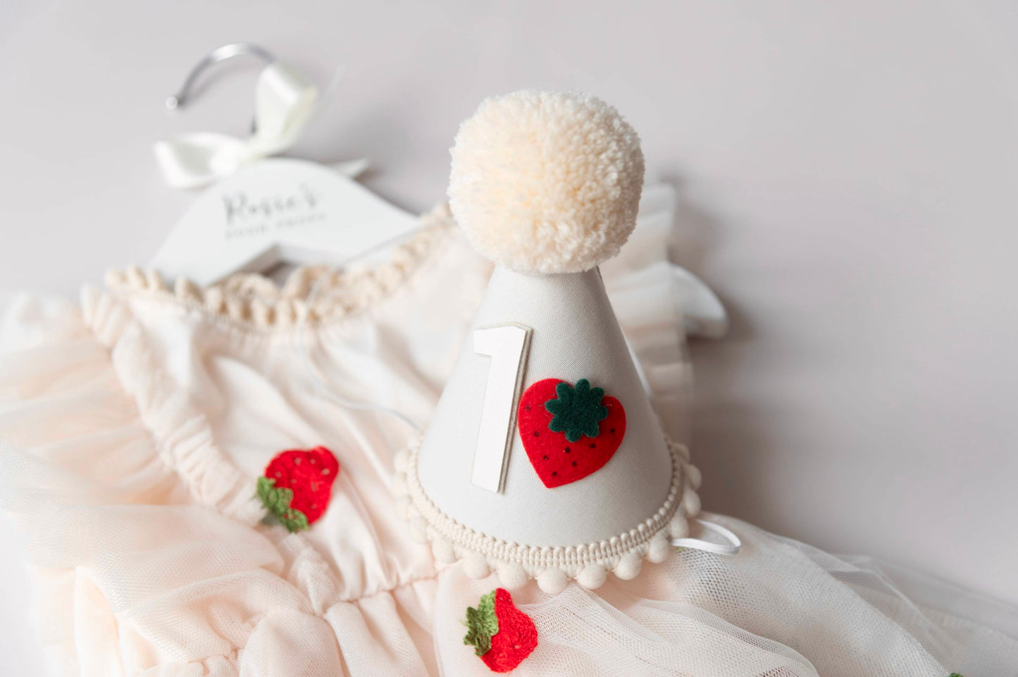 Strawberry cream romper + hat set
