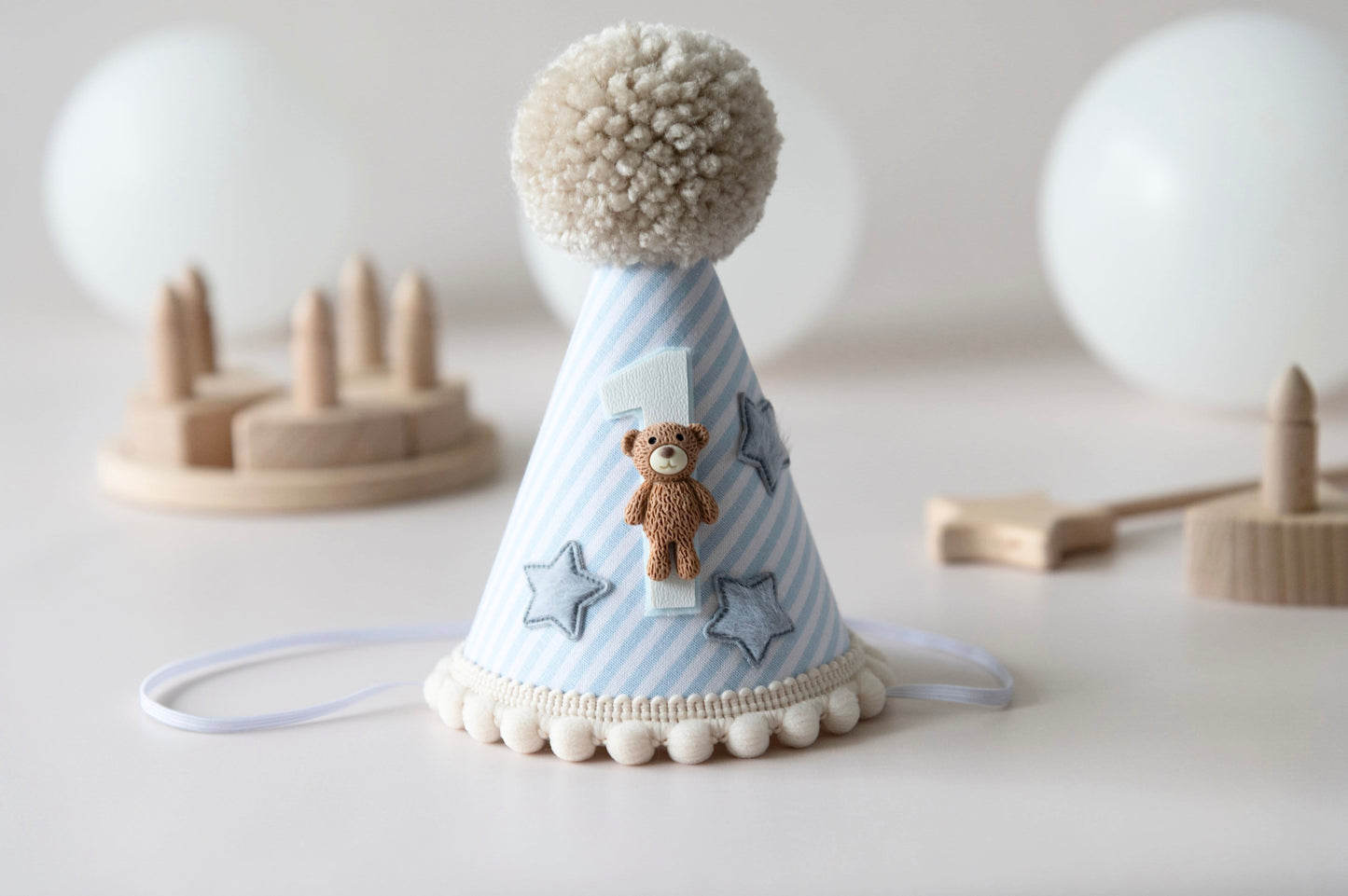 Teddy bear themed 1st birthday hat