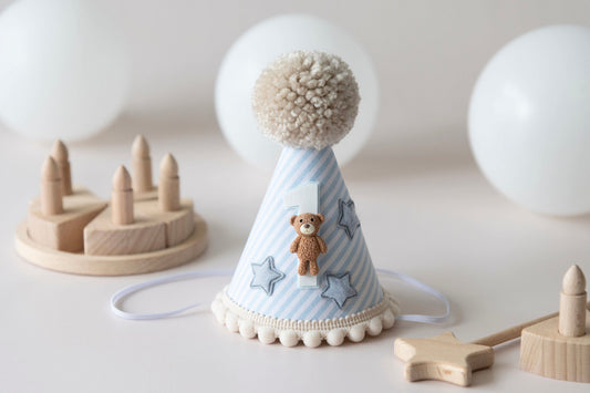 Teddy bear themed 1st birthday hat