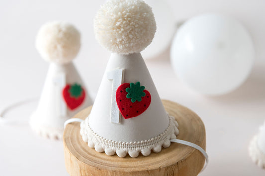 Strawberry and cream first birthday hat