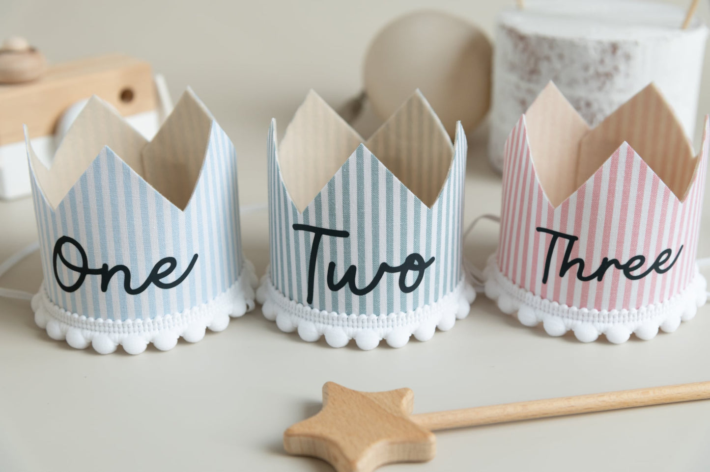 Striped Milstone crown - Birthday crown - Cake smash prop