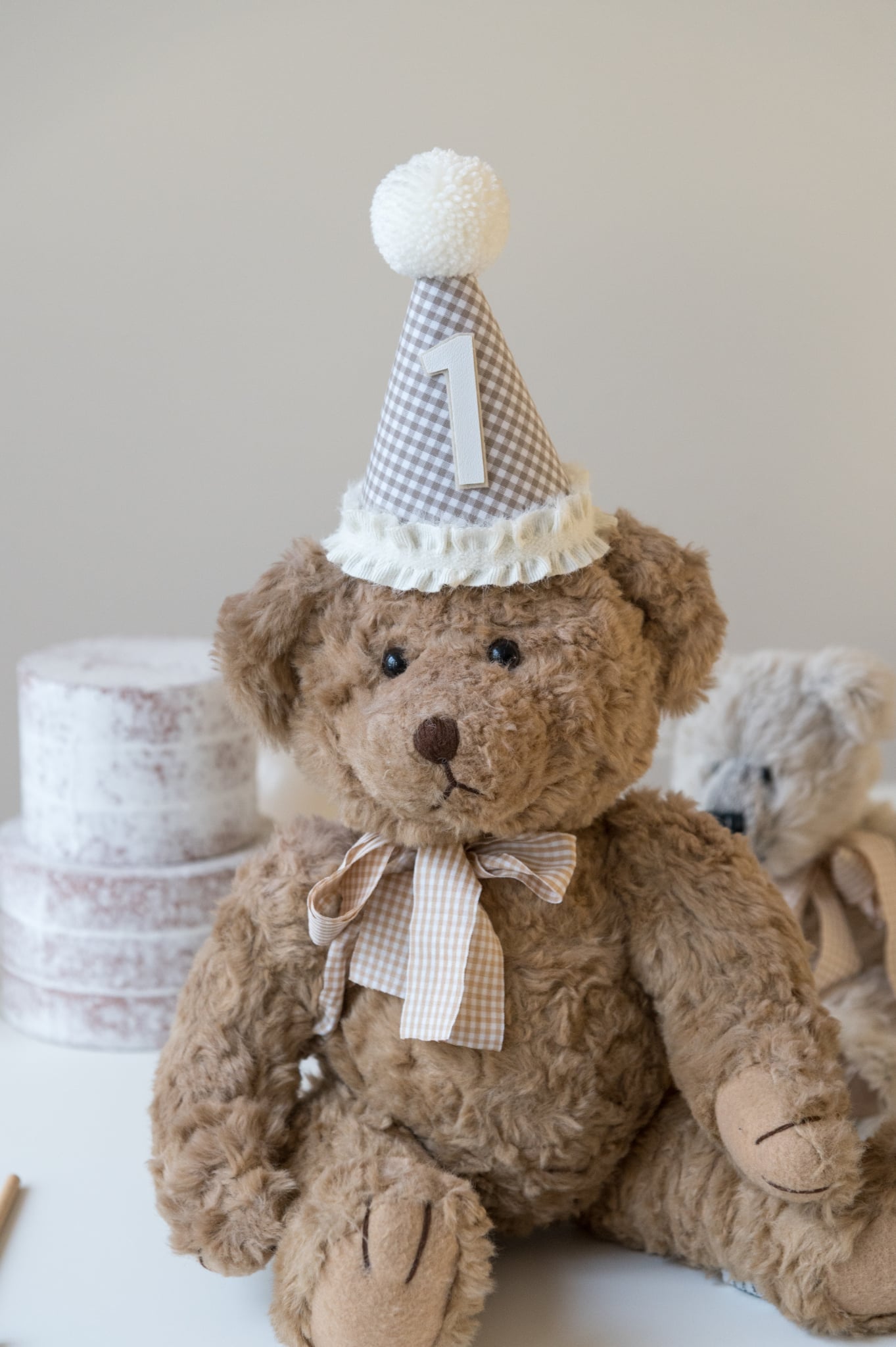 Gingham 1st birthday hat