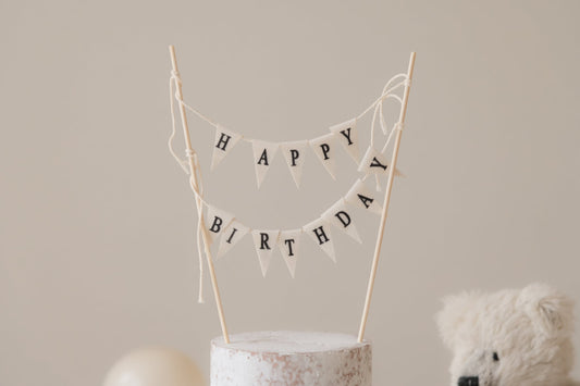 Cake topper - Happy birthday flags