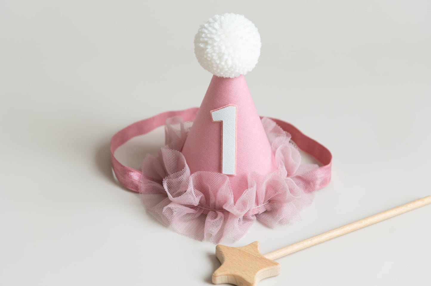 Dusky rose first birthday hat