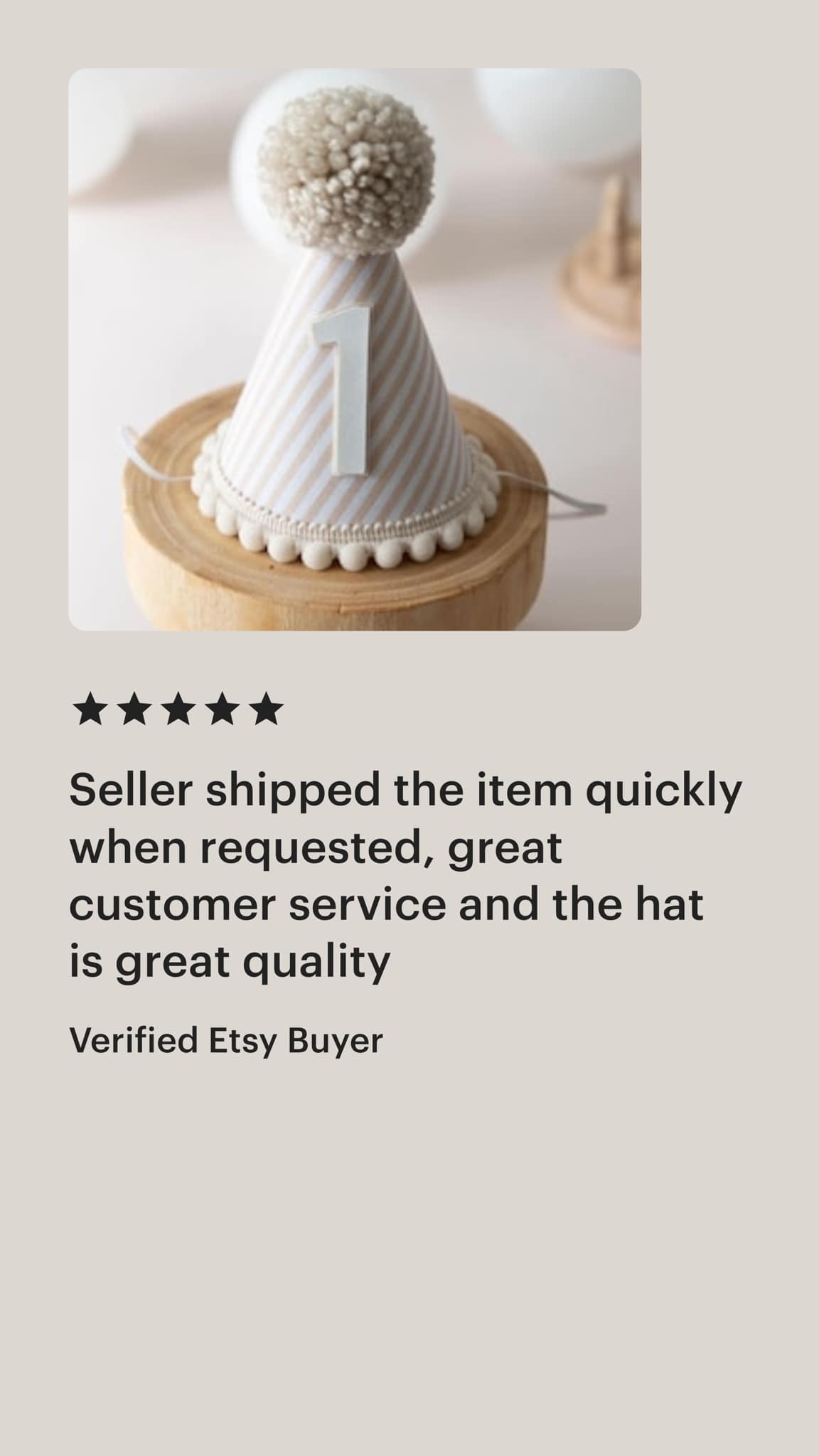 Beige stripe first birthday hat