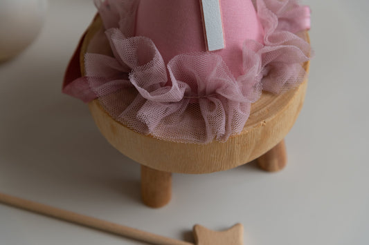 Dusky rose first birthday hat