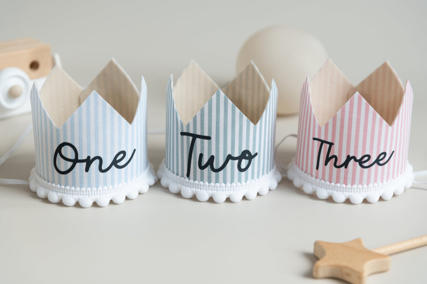 Striped Milstone crown - Birthday crown - Cake smash prop