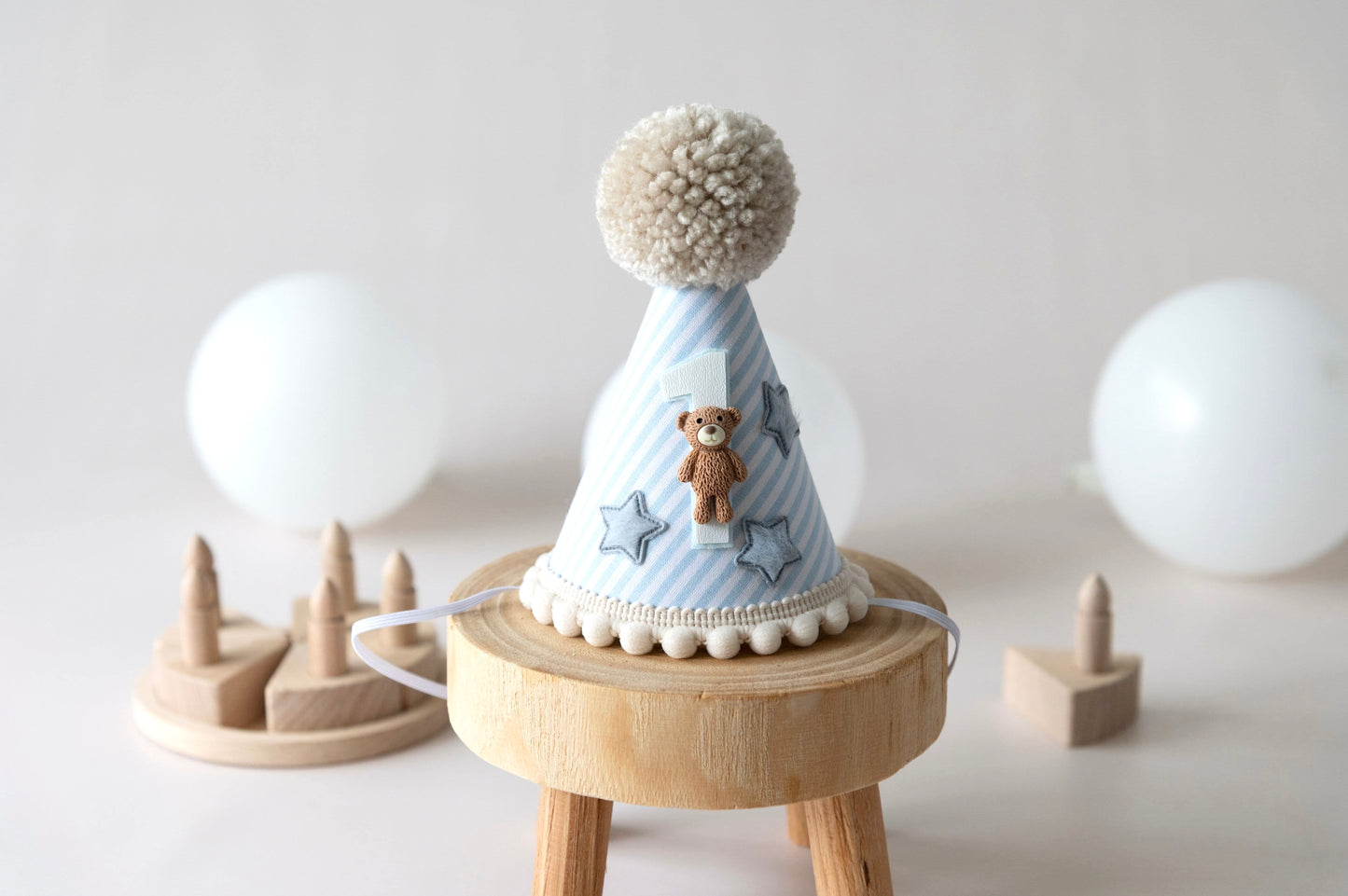 Teddy bear themed 1st birthday hat