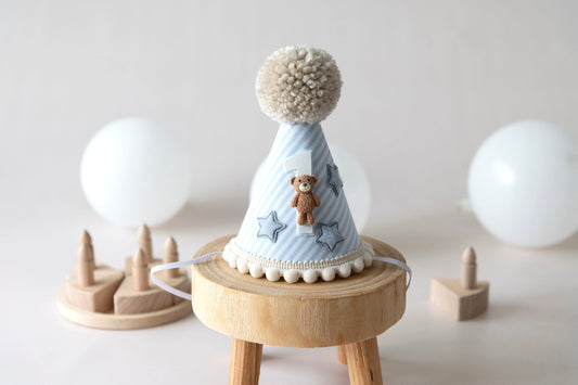 Teddy bear themed 1st birthday hat