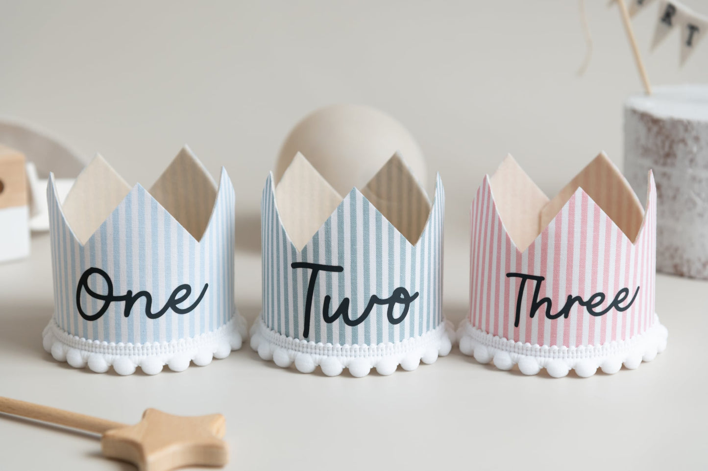 Striped Milstone crown - Birthday crown - Cake smash prop