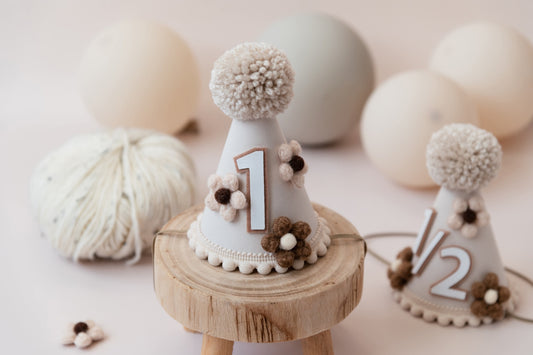 Beige boho floral daisy hat