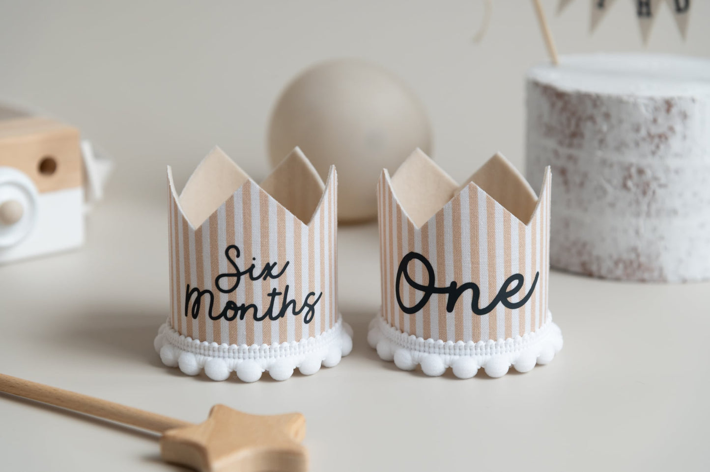 Striped Milstone crown - Birthday crown - Cake smash prop