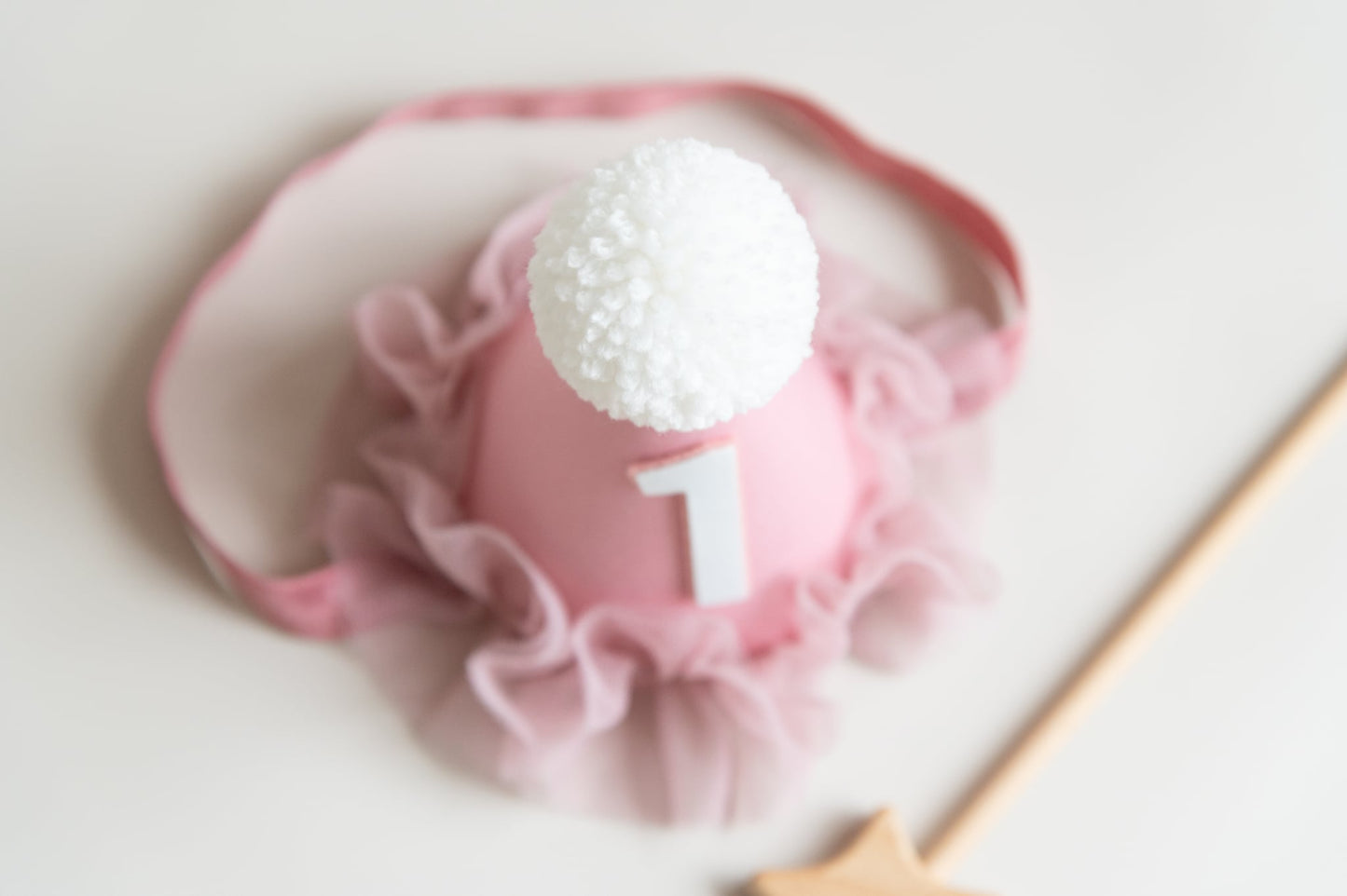 Dusky rose first birthday hat