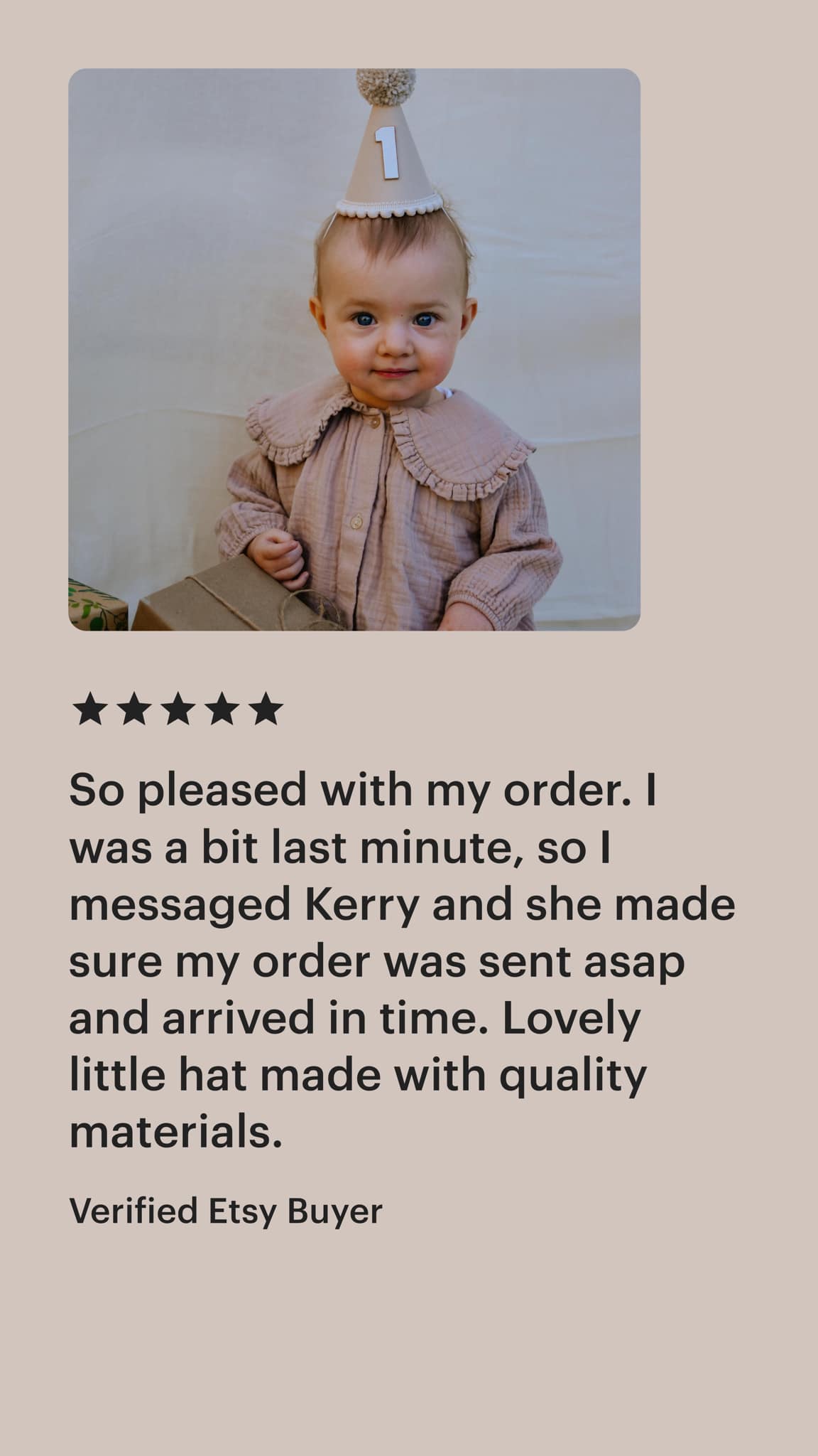 Beige first birthday hat